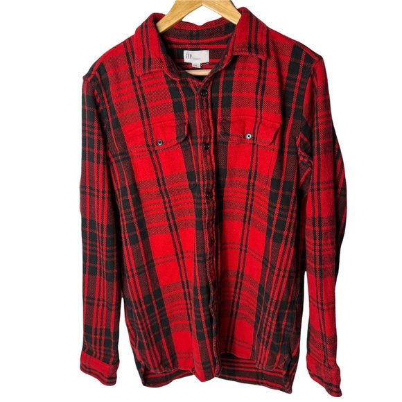 The Gap Other - The Gap Mens Heavy Flannel Shirt Jacket Red Black Scotch Plaid Size M
